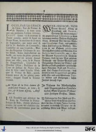 Louis, par la grace de Dieu, Roi de France et de Navarre ...