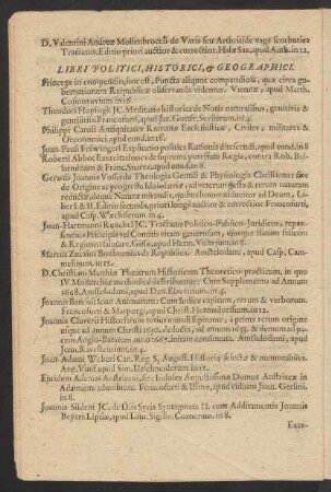 Libri Politici, Historici, & Geographici.