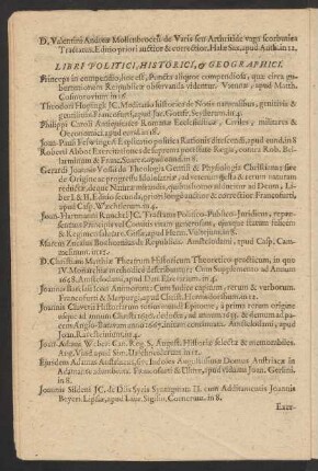 Libri Politici, Historici, & Geographici.