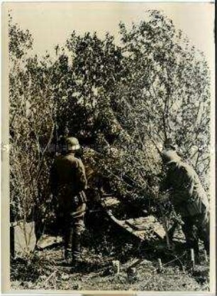 Getarntes Geschütz an der Ostfront