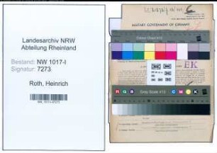Entnazifizierung Heinrich Roth , geb. 10.06.1900 (Treuhandassistent)