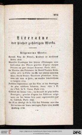 Literatur der hierher gehörigen Werke