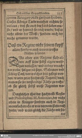 Daß ein Regent nicht seinen kopff allein, sondern auch trewen weisen Räthen folgen sol