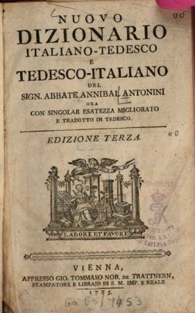 Nuovo Dizionario Italiano-Tedesco E Tedesco-Italiano