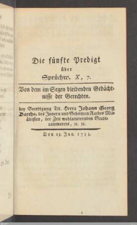 Die fünfte Predigt