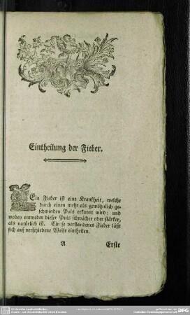 Eintheilung der Fieber
