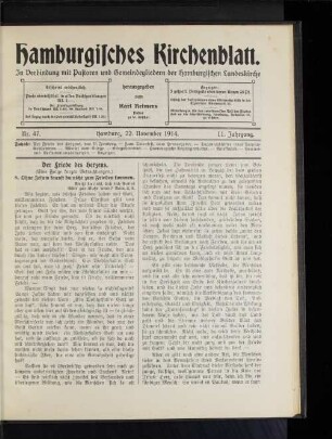 Nr. 47. Hamburg, 22. November 1914. 11. Jahrgang.