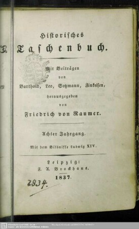 8.1837: Historisches Taschenbuch