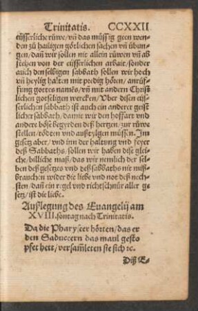 Außlegung des Evangelii am XVIII. sontag nach Trinitatis.