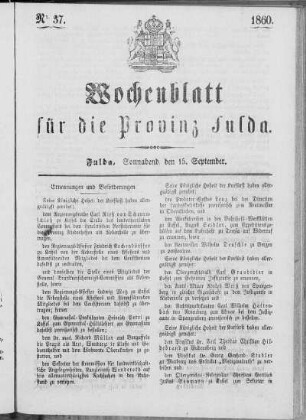 Nr. 37, Ausgabe vom 15. September 1860