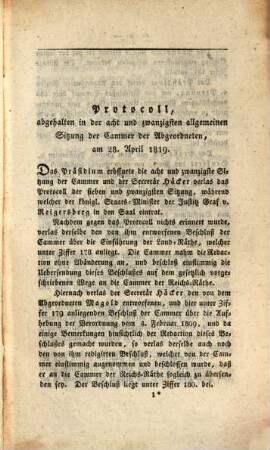 Verhandlungen der Zweyten Kammer der Ständeversammlung des Königreichs Bayern. [Protokolle]. 1819,5