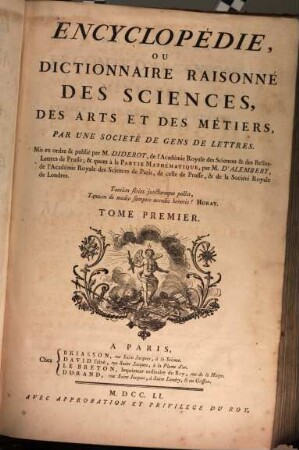 Encyclopédie Ou Dictionnaire Raisonné Des Sciences, Des Arts Et Des Métiers, 1