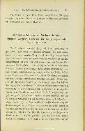 I.11 Der Holzhandel über die deutschen Grenzen. Einfuhr, Ausfuhr, Durchfuhr und Veredelungsverkehr