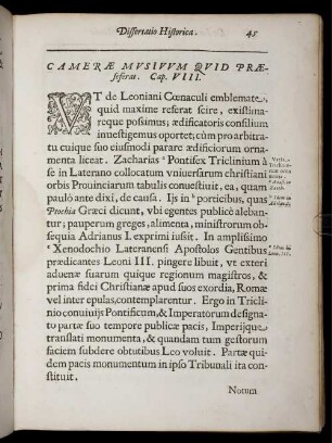 Cameræ Musiuum Quid Præseferat. Cap. VIII.