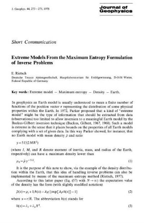 Extreme models from the maximum entropy formulation of inverse problems