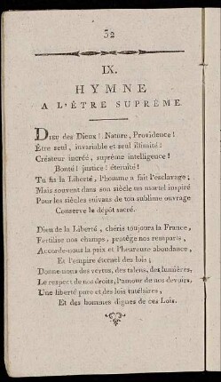 IX. Hymne A L'être Suprème.