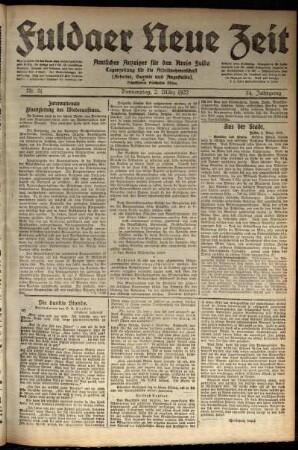 Ausgabe vom Donnerstag, den 02. März 1922.