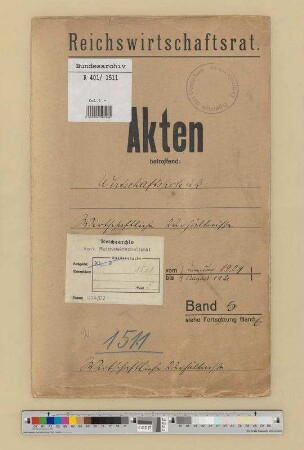 Wirtschaftliche Verhältnisse in Deutschland.- Allgemeines, v. a. eingereichte Unterlagen von Berufs-, Fach- und Reichsvereinen und -verbänden: Bd. 5
