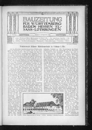 Wettbewerb Höhere Mädchenschule in Colmar i. Els.