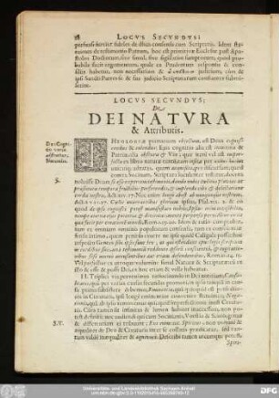 Locus Secundus; De Dei Natura & Attributis.