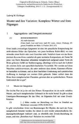 Muster und ihre Variation. Komplexe Wörter und feste Fügungen