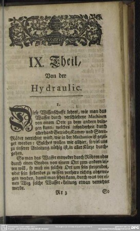 IX. Theil, Von der Hydraulic
