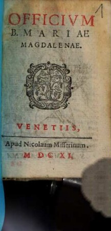 Officium Beatae Mariae Magdalenae