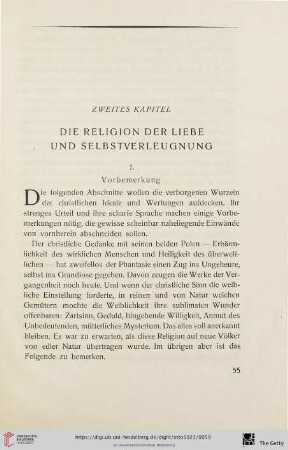 Zweites Kapitel: Die Religion der Liebe und Selbstverleugnung
