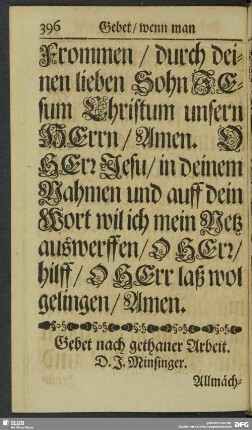 Gebet nach gethaner Arbeit