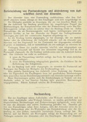Zurückziehung von Postsendungen und Abänderung von Aufschriften durch den Absender