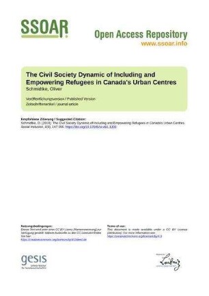 The Civil Society Dynamic of Including and Empowering Refugees in Canada's Urban Centres