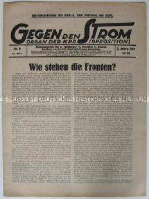 Wochenzeitung der KPD (Opposition) u.a. mit einem "Offenen Brief" an die Mitglieder der SAP