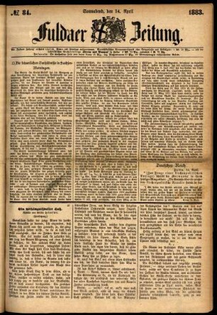 Ausgabe vom Samstag, den 14. April 1883.