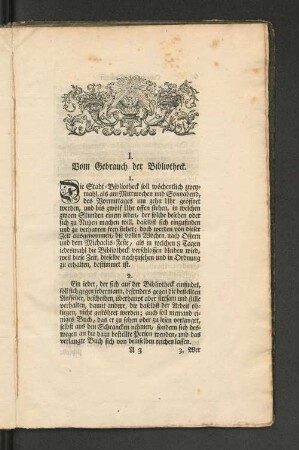 [Ordnung der öffentlichen Stadt-Bibliotheck]