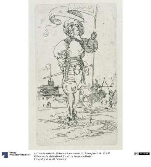 Stehender Landsknecht mit Fahne