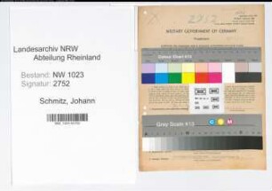 Entnazifizierung Johann Schmitz , geb. 14.02.1899 (Elektromonteur)