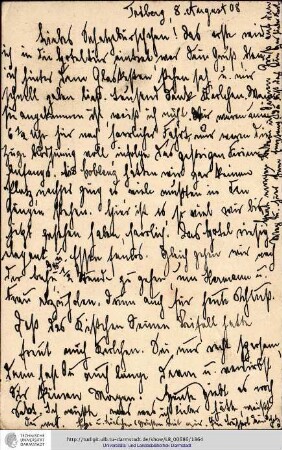 Postkarte vom 08.08.1908