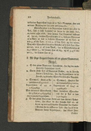 I. At foge Logarithmen til en given Numerus. Regel.