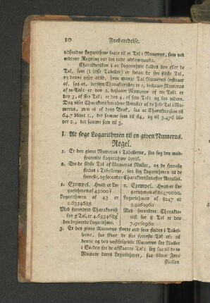 I. At foge Logarithmen til en given Numerus. Regel.