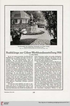 30: Nachklänge zur Cölner Werkbundausstellung 1914