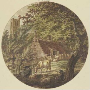 Landschaft mit Hütte im Wald (Der Sommer)