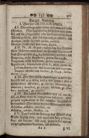 Kurzer Anhang. /I. Von der Ortographia. - Precatio Scholastica Matutina.