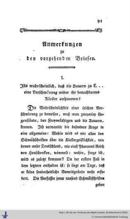 Anmerkungen zu den vorhergehenden Briefen.