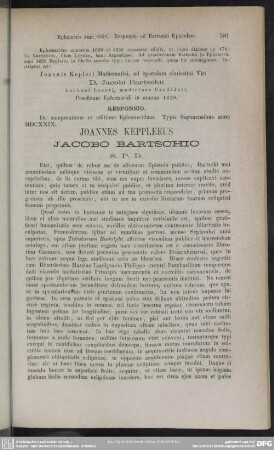 Responsio ad epistolam J. Bartschii.