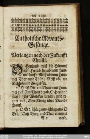 I. Verlangen nach der Zukunfft Christi.