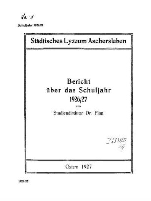 1926/27: Bericht ... - 1926/27