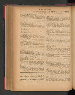 Le Devoir De L'Europe.