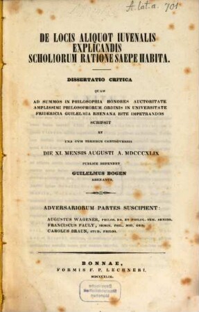 De locis aliquot iuvenalis explicandis scholiorum ratione saepe habita