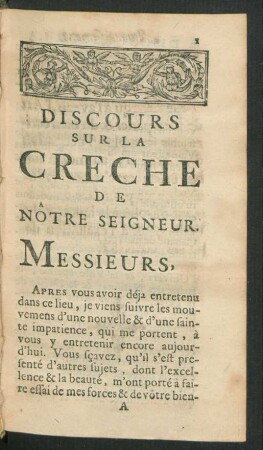 Discours Sur La Creche De Notre Seigneur.