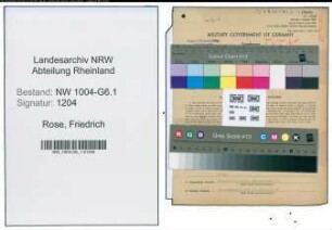 Entnazifizierung Friedrich Rose , geb. 19.02.1905 (Kaufm.Angestellter)